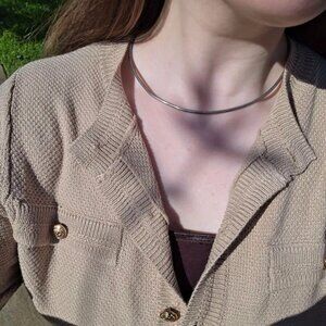 Sterling Silver Collar Choker Necklace 925 Solid Silver Tested Bendable